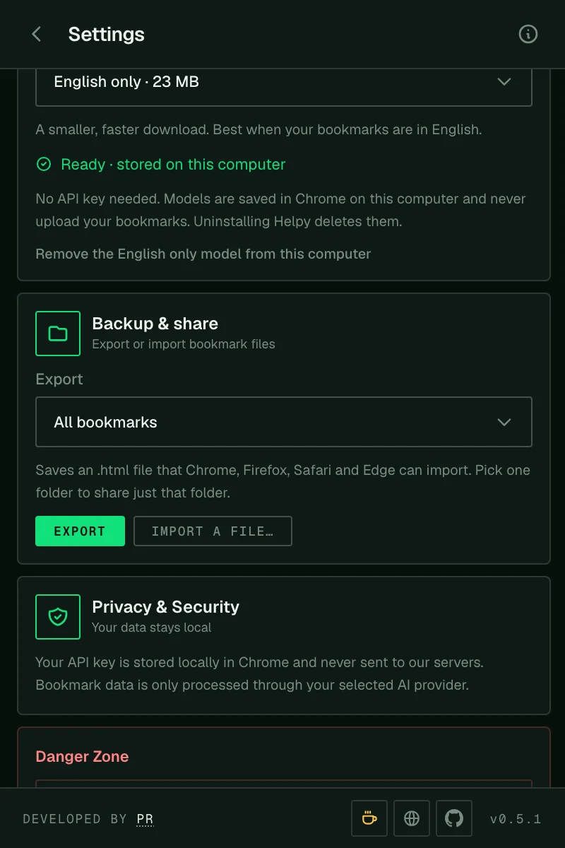 Backup and share settings with export and import
