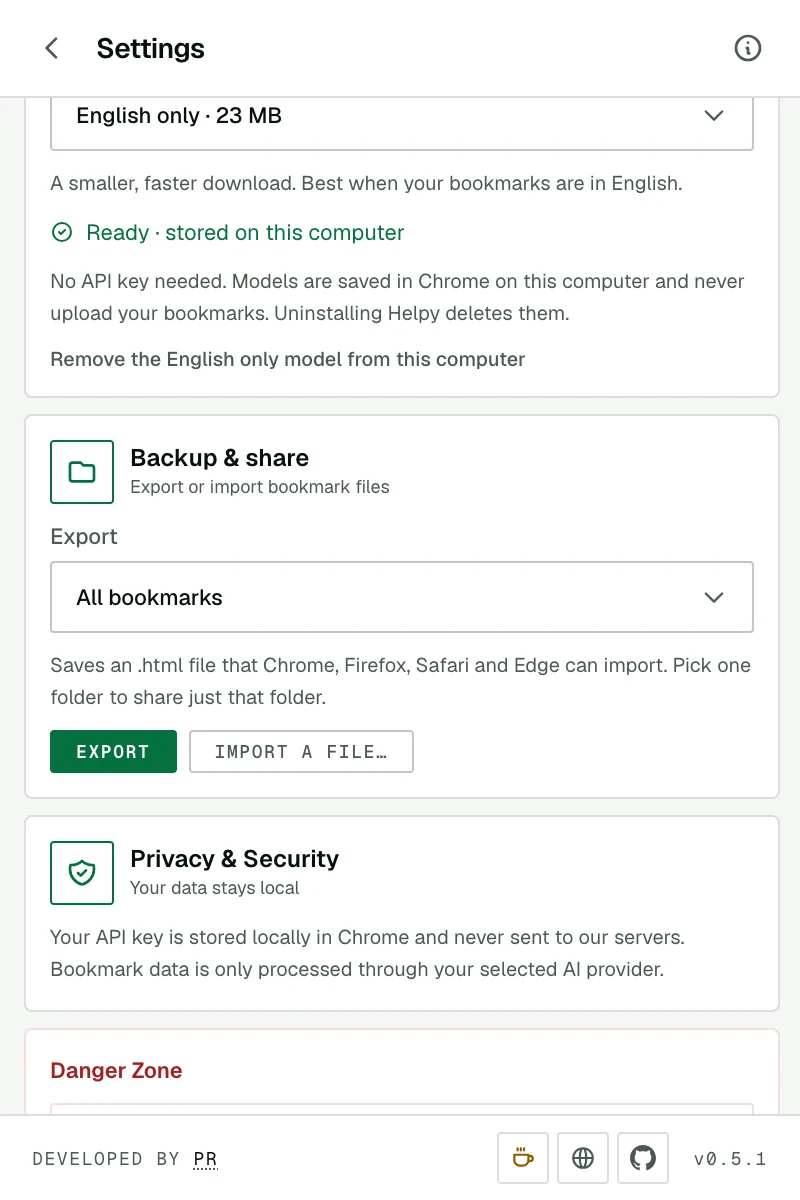 Backup and share settings with export and import